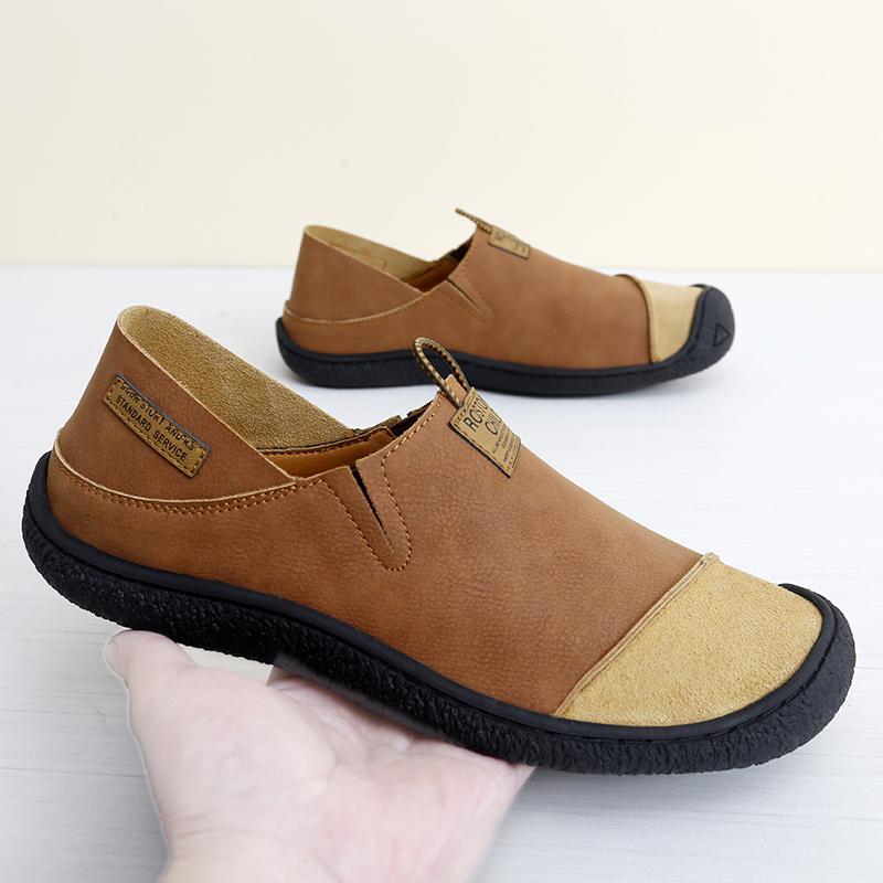 Мужские повседневные туфли из натуральной кожи Модные мягкие лоферы Удобные слипоны Полуботинки Ручная работа Дышащие Обувь для ходьбы и вождения