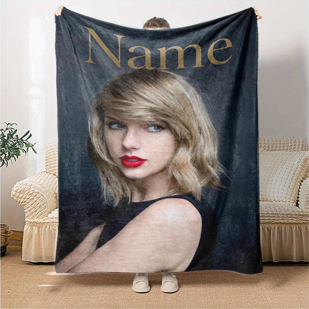 Custom Name Taylor Theme Printed Blanket Perfect For Couch Bed Travel Outdoor Use Machine Washable Cozy Durable