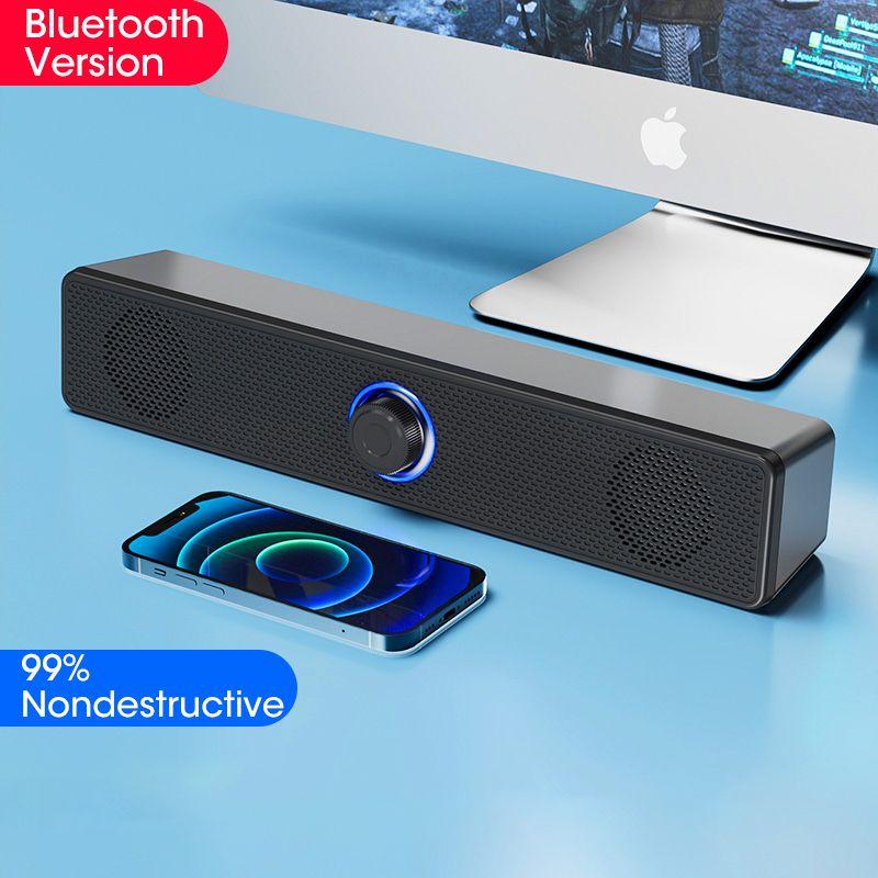 Настольный ПК динамик с микрофоном Компьютерные колонки Bluetooth проводной микрофон 4D Surround AUX Soundbar Стерео сабвуфер Soundbar
