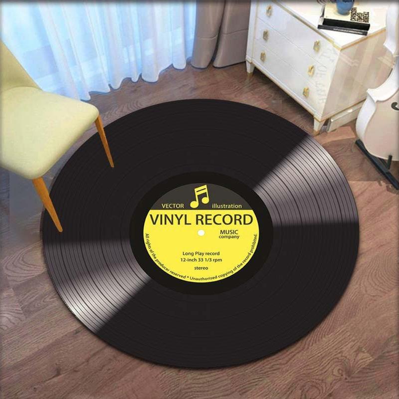 Disney Black White Plaid 3D Visual Carpet Circular Vortex Living Room Coffee Table Sofa Floor Mat Bedroom Home Decor Rug