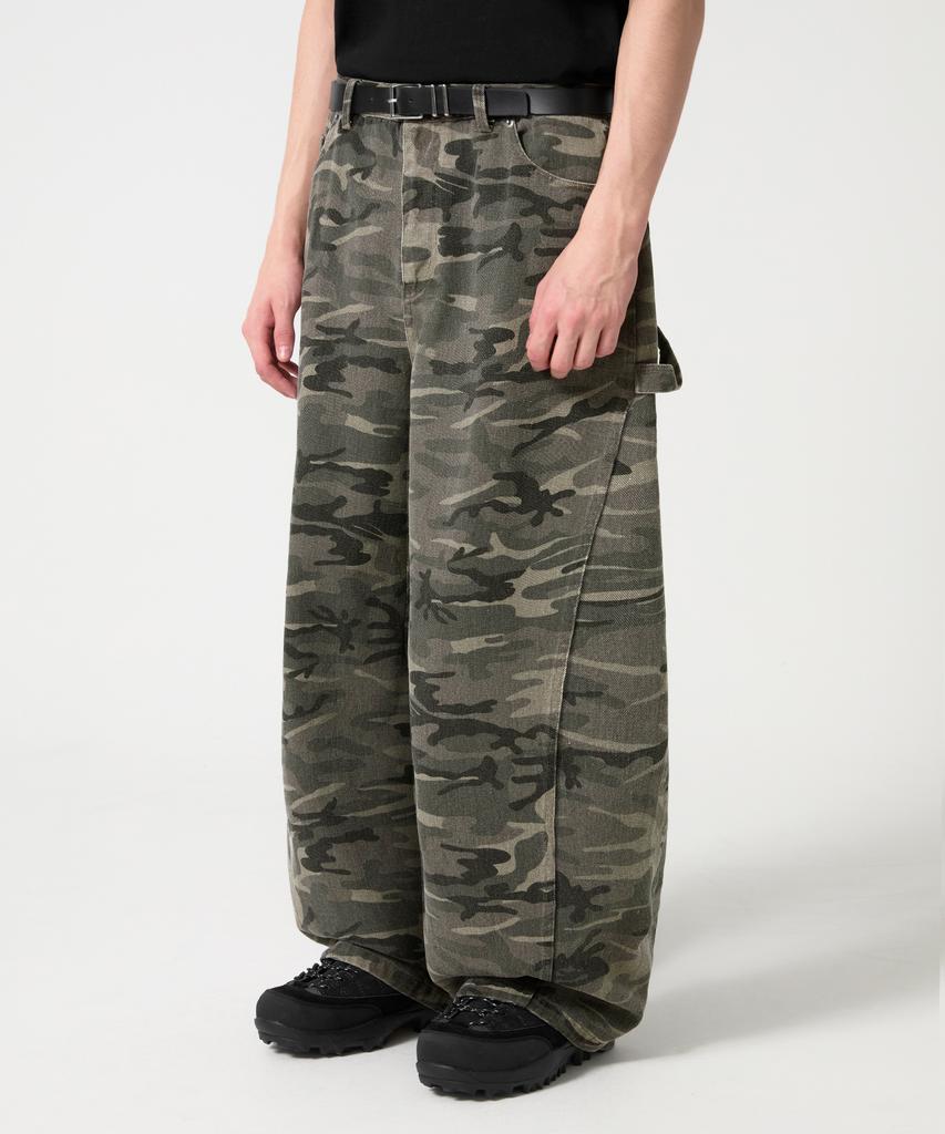 TRILLION Camo Wide Curved Cotton Pants_Light Khaki