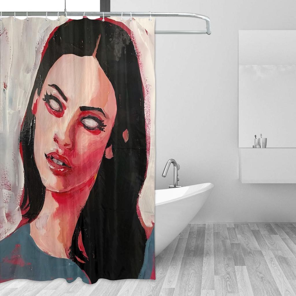 Jennifer’S Body Art Shower Curtain By Karyn Kusama, Vibrant Colors, Polyester With Grommets, Modern Contemporary Bathroom Decor