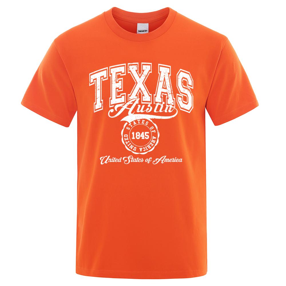 Texas Austin United States Of America Tshirt Men Women T-Shirts Hip Hop Breathable T-Shirt Casual Tee Clothes 100% Cotton Tops