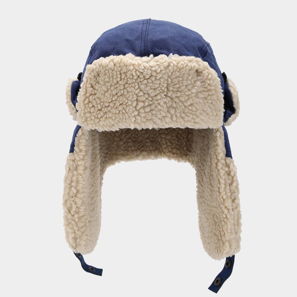 Unisex Canvas Insulated Cap With Earmuffs For Outdoor Winter Activities