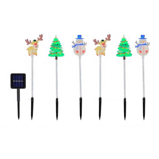 Solar Christmas Stake Lights Waterproof Outdoor Lawn Decor with Santa And Snowman Warm White LED String Lights for Yard And Pathway