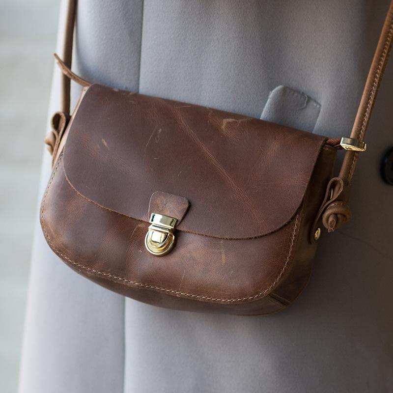 Johnature Женская маленькая сумка из натуральной кожи Crazy Horse ручной работы в стиле ретро, простые сумки через плечо из натуральной мягкой воловьей кожи