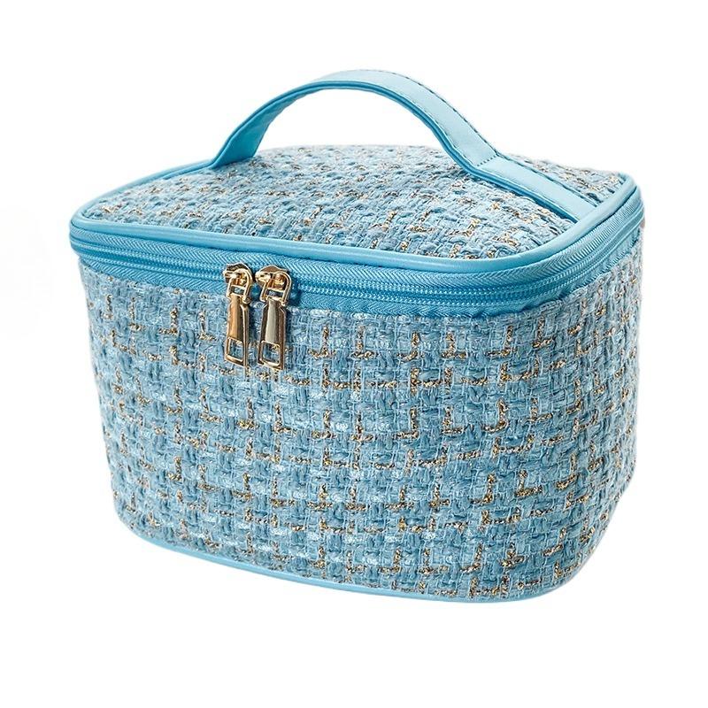 Косметичка большой вместимости в корейском стиле, портативный кейс для макияжа нишевого дизайна с ручками, милый органайзер для туалетных принадлежностей для путешествий