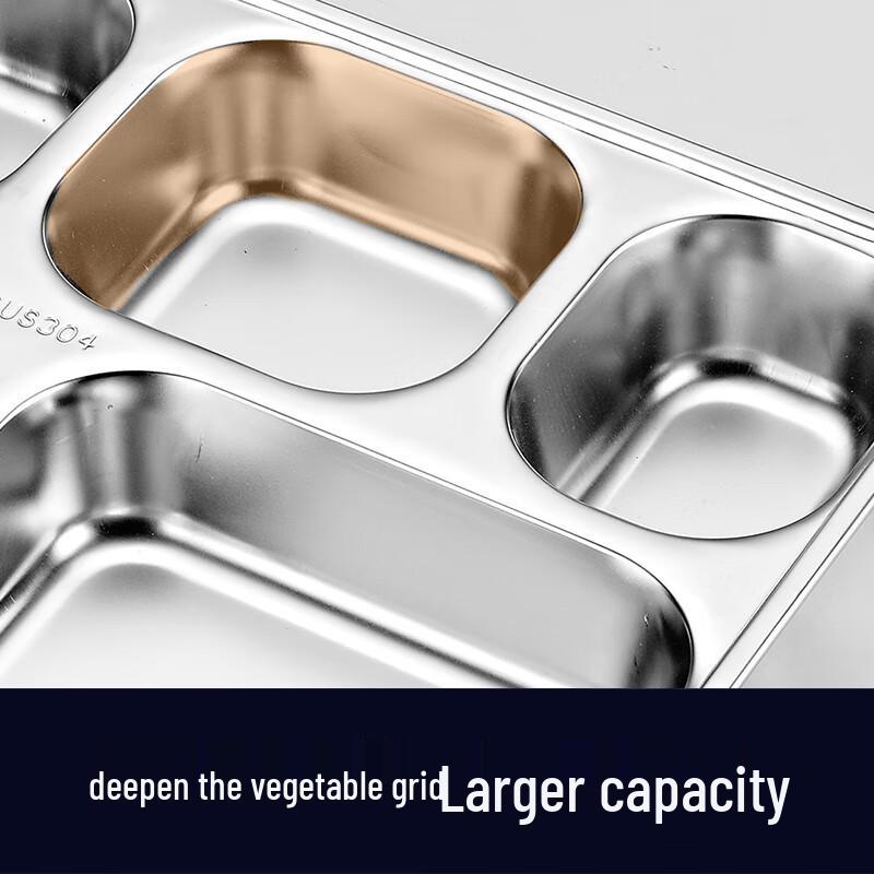 YUTAI 304 Stainless Steel Deep 5-Compartment Lunch Plate