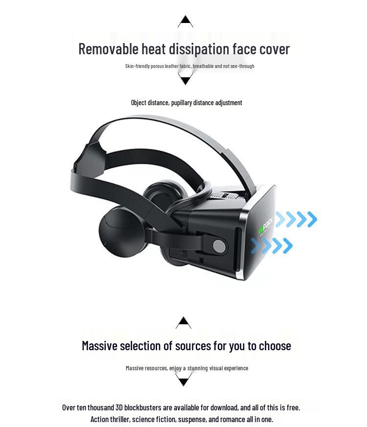 Умный VR-шлем: 3D очки виртуальной реальности с соматосенсорным управлением, для игр, кино, с системой отвода тепла и Bluetooth-наушниками