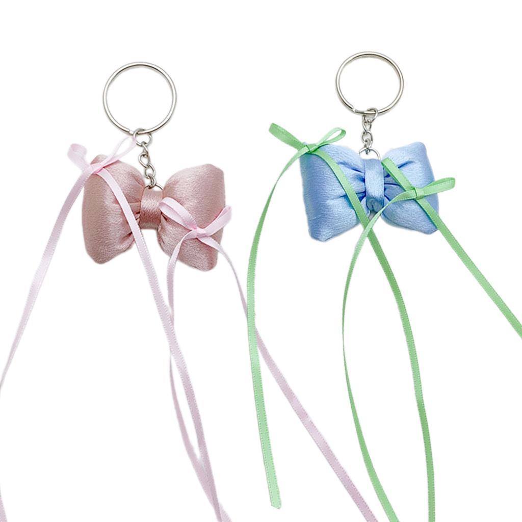 Sweet Ribbon Bowknot Keychain Pendant Keyring Charm Lovely Hanging Decorations for Purse Bag Backpack Handbag Wallet