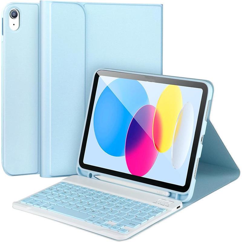 Совместимо с iPad 11 A16: Кожаный чехол для iPad 10-го поколения 10,9" со съемной Bluetooth-клавиатурой и магнитным держателем для Apple Pencil.