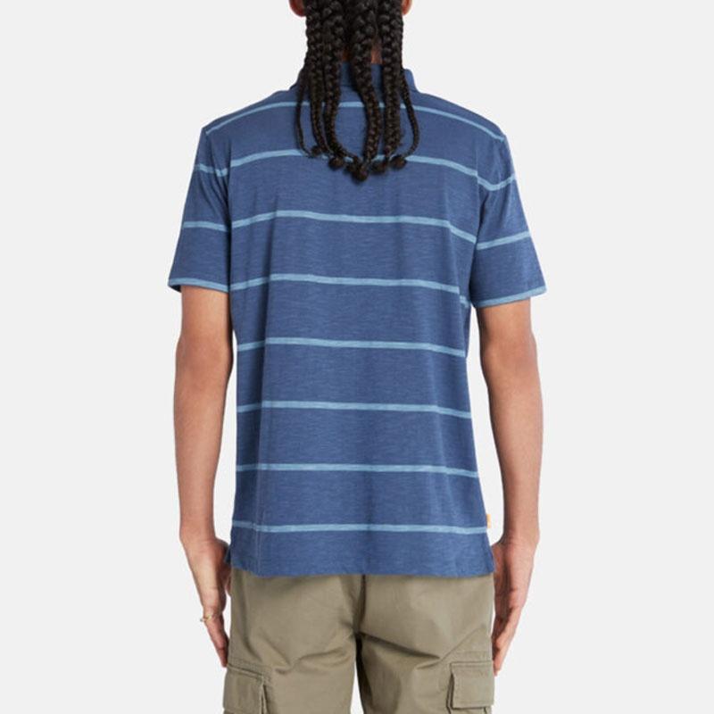 Timberland Mens Stripe Pullover Short-Sleeve Polo Shirt Blue Men's A2ECF-DJ5