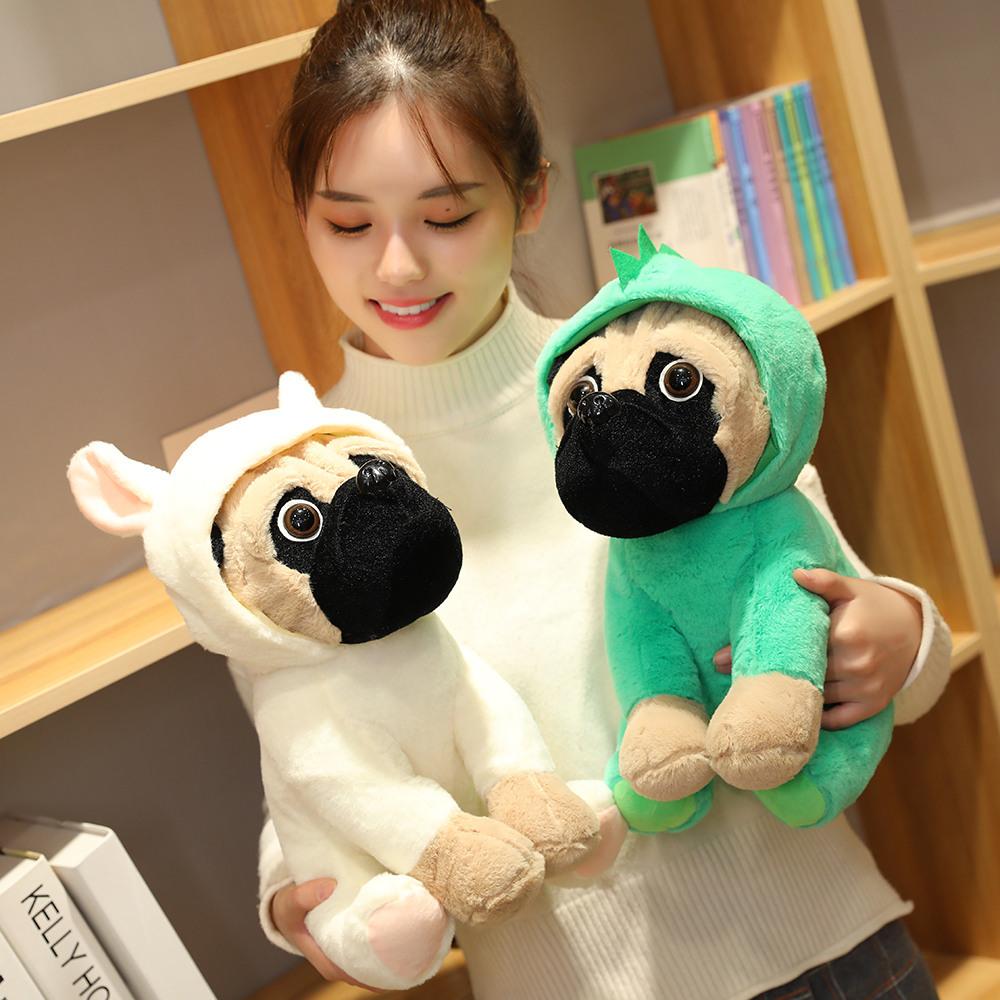 Creative Dinosaur Shar Pei Dog Doll Plush Toy Simulation Dog Transformation Pug Dog Doll Birthday Gift