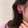 Cute Frosted Acrylic Love Heart Stud Earring for Women Vintage Candy Color Geometric Peach Statement Earrings Trend Jewelry Gift