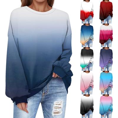 Толстовка большого размера для женщин с круглым вырезом и принтом, с длинным рукавом, толстовка