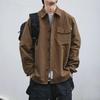 Japanese Retro Solid Color Men's Casual Work Shirt - Spring/Fall Loose Basic Style Jacket