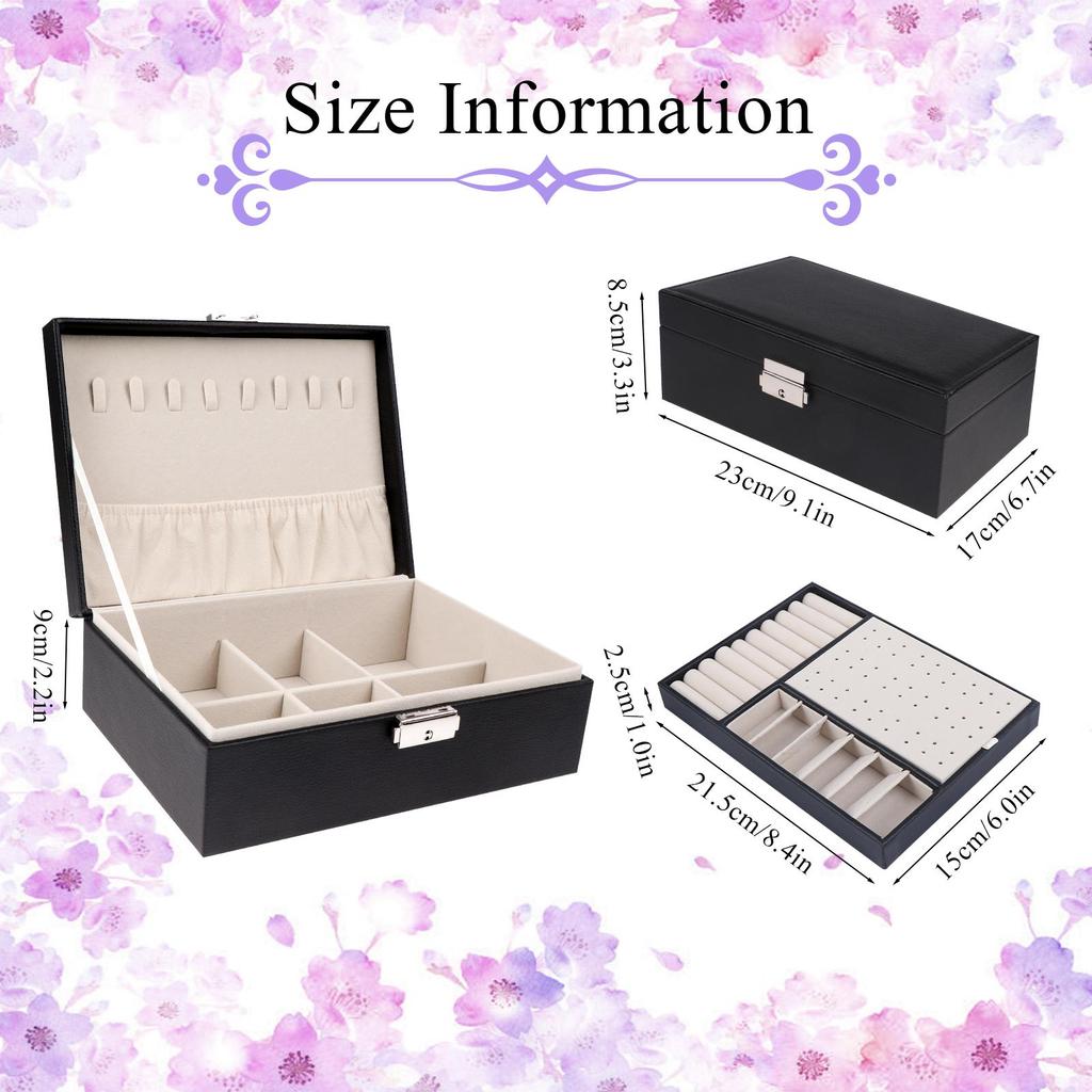 Pu Large Creative Jewelry Box For Women Girls, Double-Layer Lockable