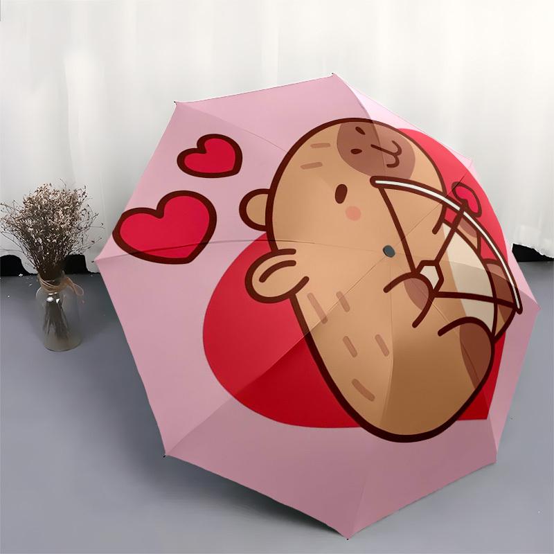 1pc Cute Cupid Bear with Arrow and Hearts Umbrella with Plastic Handle,Suitable for All Seasons Home Travel Outdoor Umbrellaptys31090