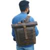 New Leather Travel Laptop Backpack 17 Inch Vintage Genuine Rucksack Collage Hiking Camping Shoulder Brown Bag For Men and Women