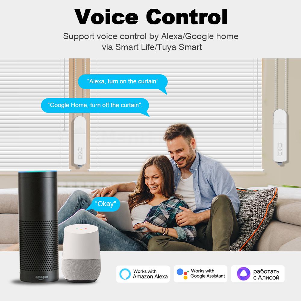 MANHOT Zigbee Smart Electric Curtain Motor Chain Roller Blinds Pull Bead Curtain Switch System With Solar Panel Work With Tuya