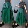 2025 Весна Лето Плюс Размер Женские Новые Юбки Винтажные Эластичные Кружевные Асимметричные Юбки Свободные Высокая Талия