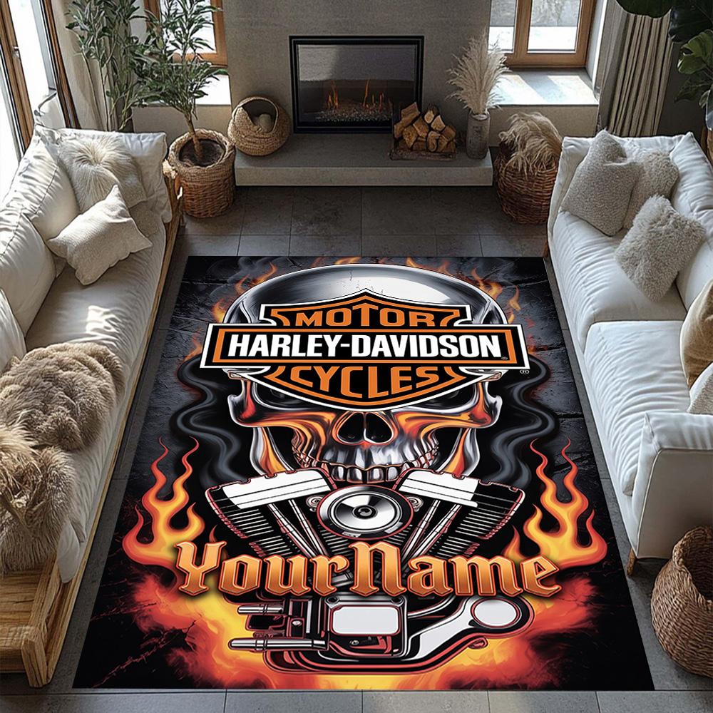 Harley-davidson Motorcycles Customized Name Area Rug Suitable for Living Rooms Bedrooms Balcony Playrooms Antislip Carpet Decorate Offices