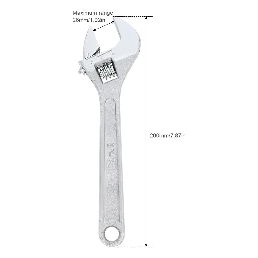 4 / 6 / 8 / 10 Inch Clear Scale Ruler Adjustable Wrench with Maximum Gripping Power, Heavy Duty Drop Forged Steel Open End Wrench