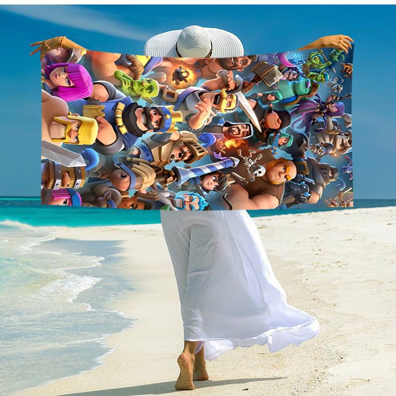 Ультрамягкое пляжное полотенце с тематикой Clash Royale, идеально подходит для бассейна - кемпинга, дайвинга - незаменимый предмет в путешествии, яркое пляжное полотенце.