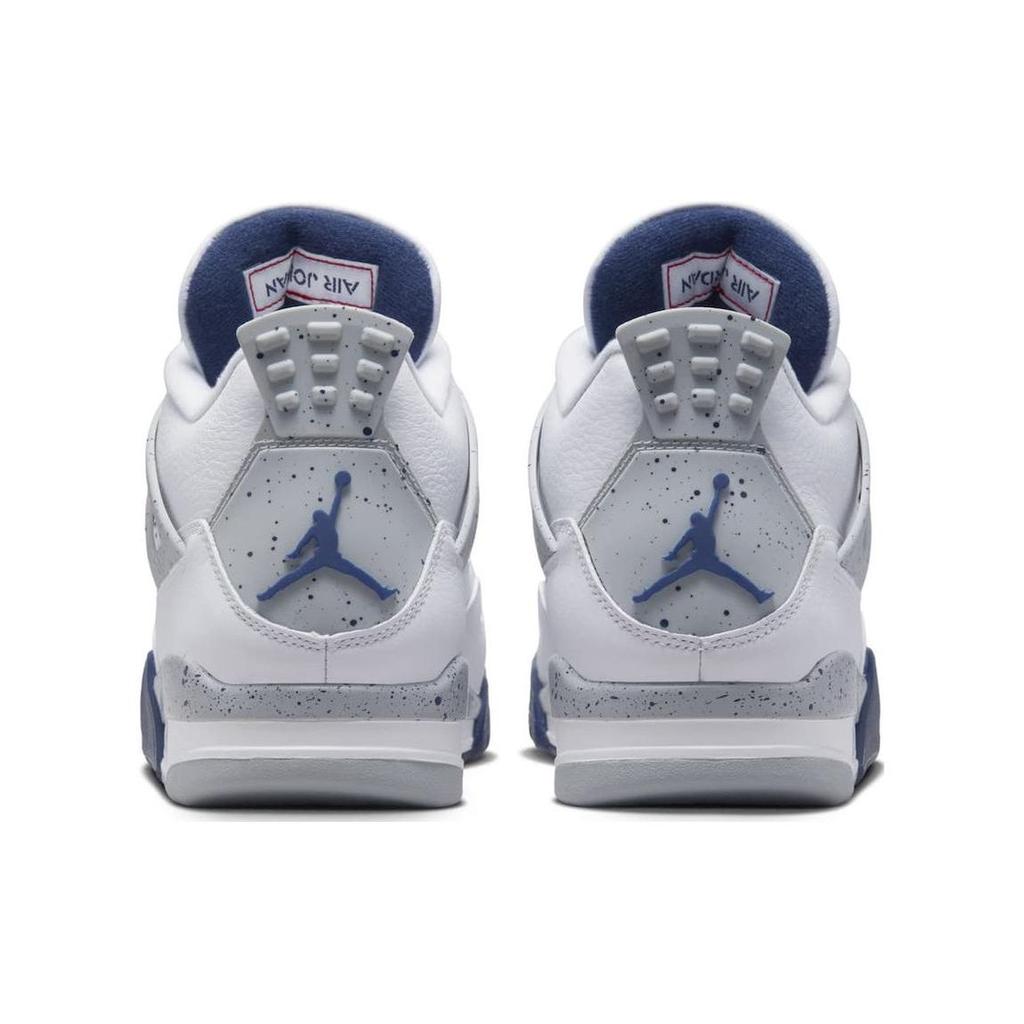 Кроссовки унисекс Air Jordan 4 Retro Midnight Navy Белые светло-дымчато-серые огненно-красные DH6927-140