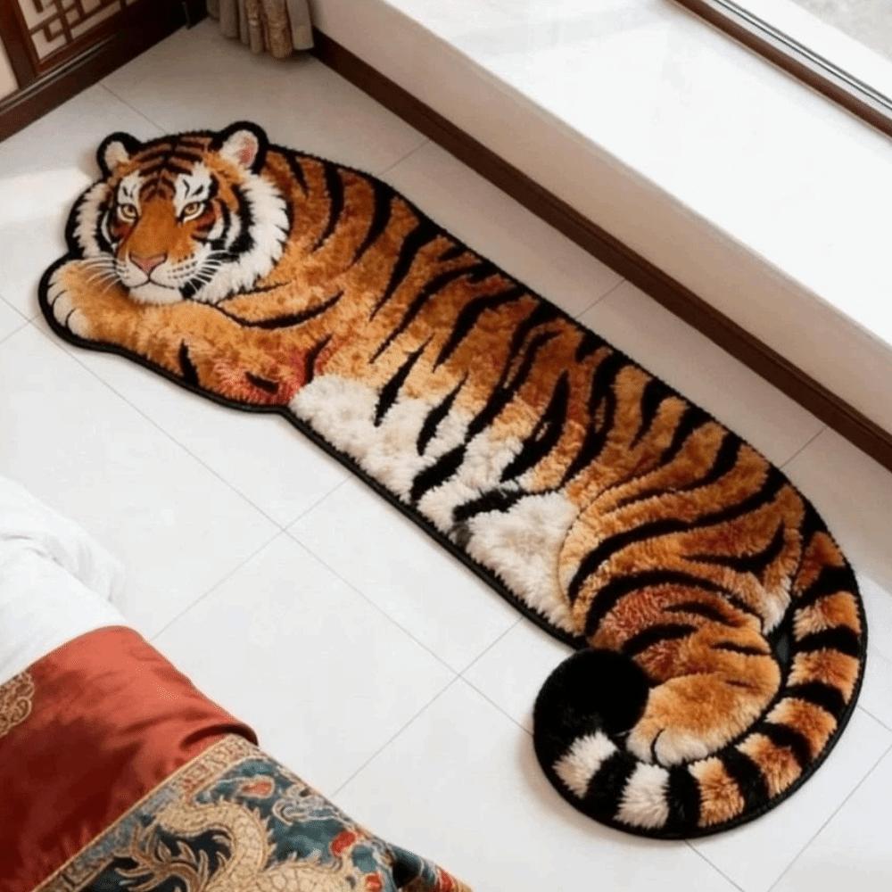 2D Flat Tiger Doormat Water-absorbing Bedside Rug Unique Bedroom Carpet Home Decor