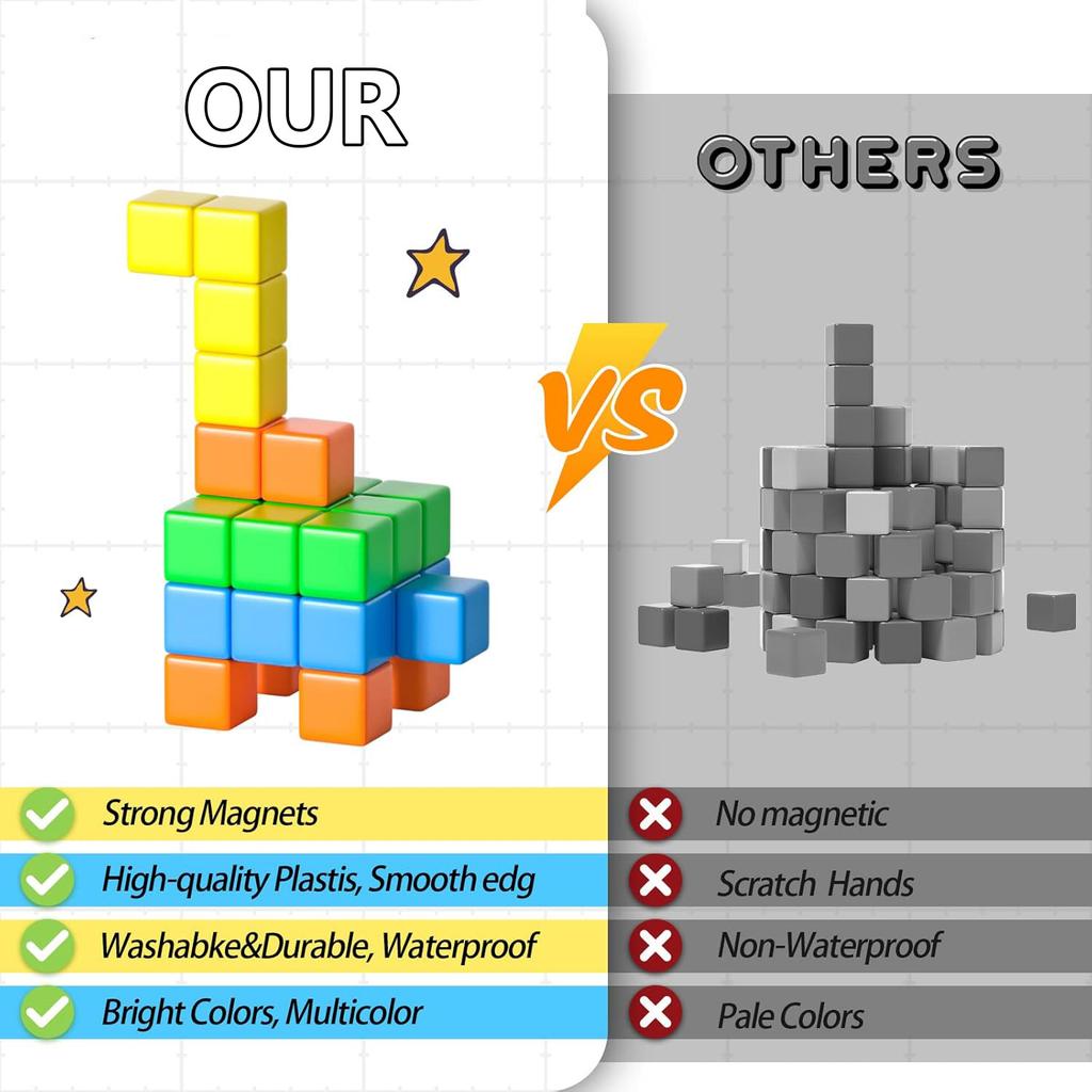 Магнитные строительные блоки Магнитные кубики Образовательные STEM Монтессори-сенсорные игрушки для детей от 3 лет Мальчики и девочки Магнитные игрушки