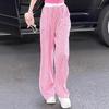 Women's Pink Plaid High-Waist Wide-Leg Pants - 2025 Collection