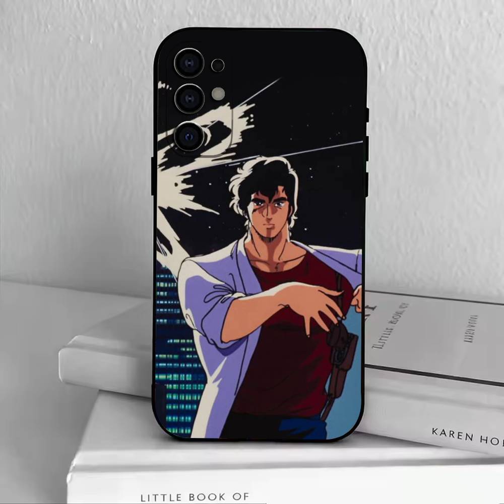 Retro C-City Hunter Comic Phone Case For Samsung S25,S24,S21,S22,S23,S30,Ultra,S20,Plus,Fe,Soft Silicone Black Cover