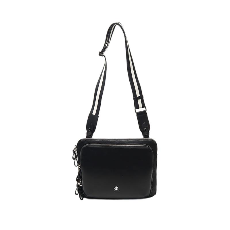 Bally Logo Leather Shoulder Crossbody Bag Men bags Black 6313597
