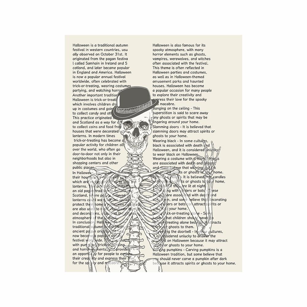 Хэллоуин Тыквенная Голова Ведьма Скелет Летучая мышь Английская Газета Холст Картина Скандинавская Гостиная Домашнее Украшение Картина