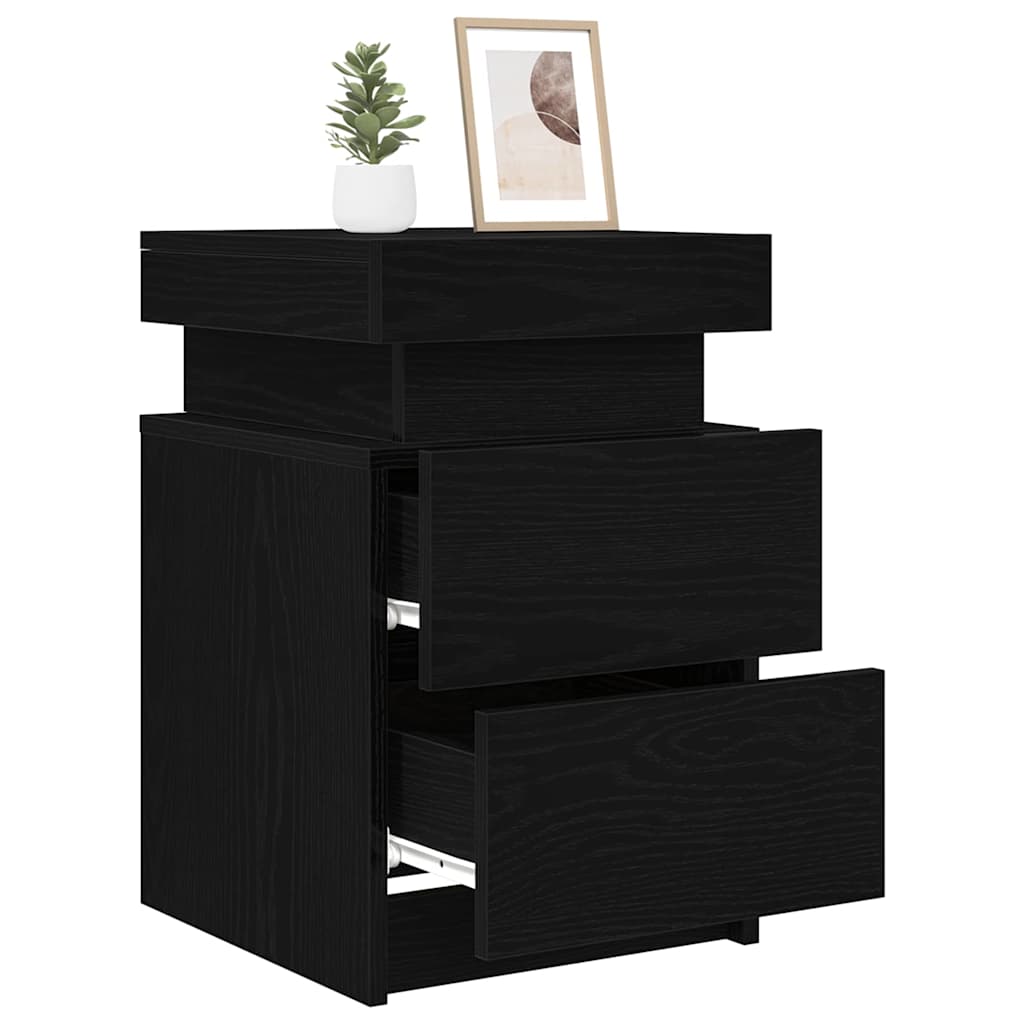 Nightstand Set of 2 Black Oak Effect 35 x 39 x 55 cm