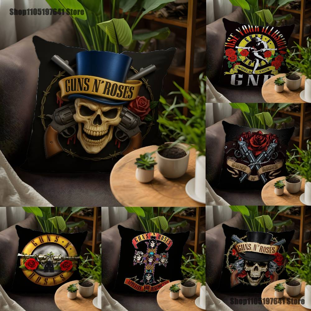 Band G-Guns N Roses Pillow Case For Sofa Decor Car Office Room Printing Cushion Cover Decorations and Protector