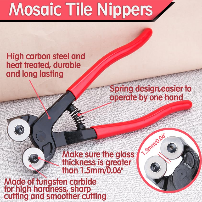 LEONTOOL Tile Tile Tile Nippers with Tile Side Tile Glass Glass Tile Mosaic Glass Cutting Stained Tile Tile Roller Type with Carbide Professional
