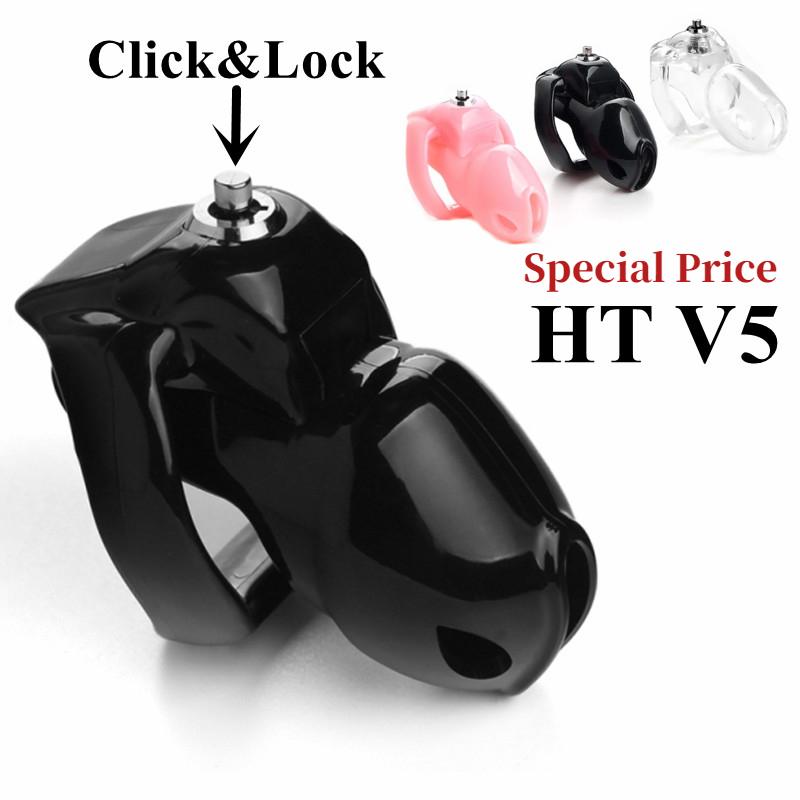 High Quality HT V5 Cock Cage Male Click & Lock Penis Ring Chastity Device/Belt Chastity Inescapable Extreme Sex Toys For Men