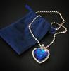 Royal Blue Heart of Ocean Pendant Necklaces for Women Peach Heart Blue Crystal Zircon Necklaces + Velvet Bag ARI