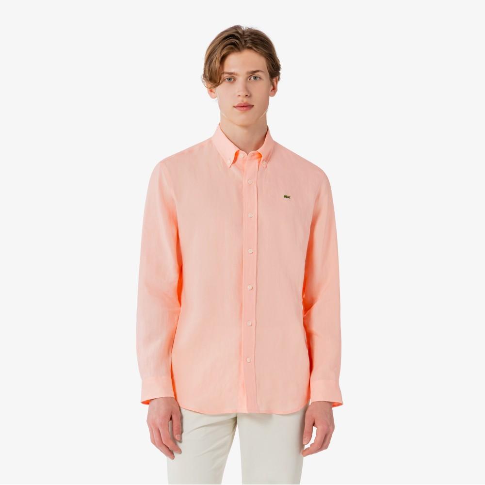 [lacoste] Men's Solid Linen Shirt CH769E-56GUI2