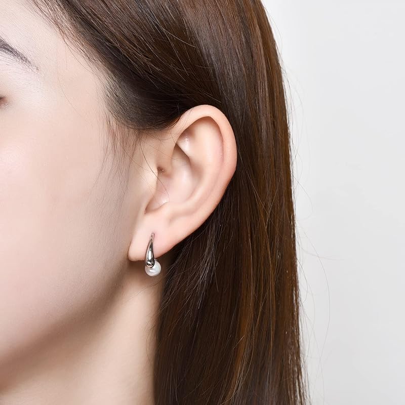 Бесплатные серьги-крючки с птичьими крючками, женские серьги-капли из жемчуга, серебро 925 пробы, совместимы с аллергией на металл, повседневное использование, офис, простой белый день, подарок взамен