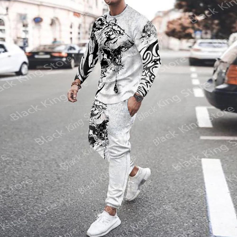 3D Print Men's 2 Piece Sets 2023 Casual Sportswear Trousers Suits Men Long Sleeve Autumn T-shirt Tracksuits Pant Leisure Outfits