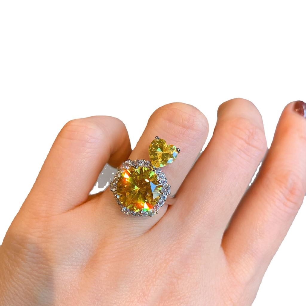 Кольцо с имитацией темперамента Параиба, женское, круглое, изумрудное, цирконовое, модное