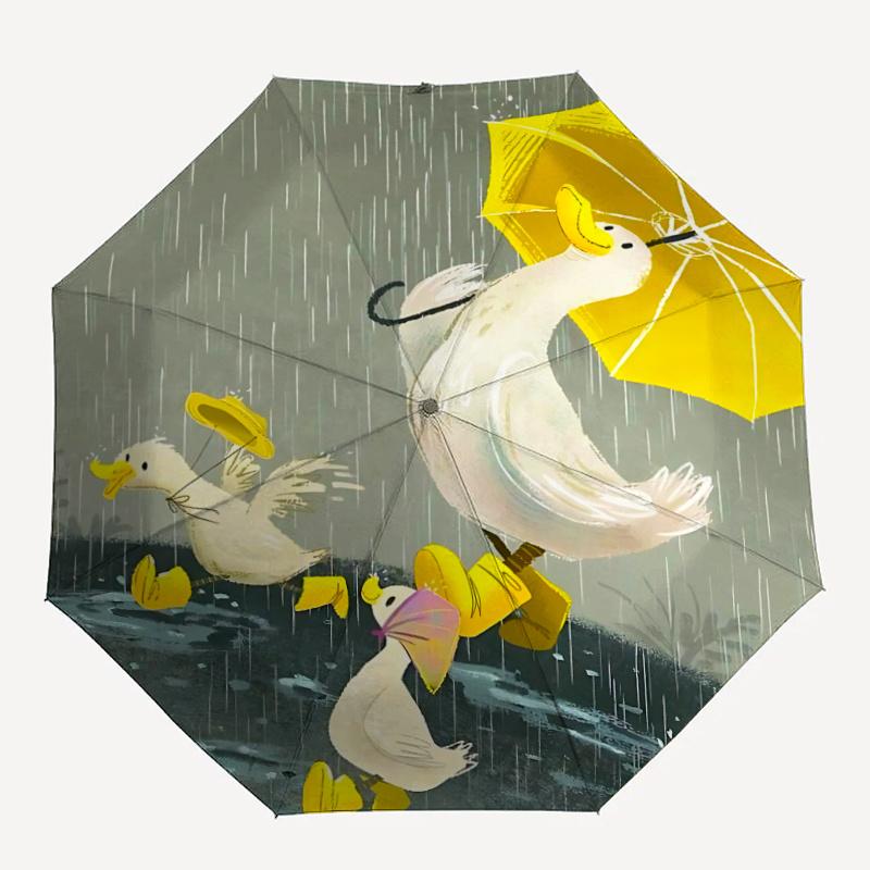 1pc Ducks Rainy Day One Umbrella a Plastic Hle, Compact Stylish, with a Vibrant Cartoon Pattern, Perfect Home, Travel