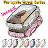 Diamond Watch Cover Built-in Tempered Glass for Apple Watch Series 8 Case 45mm 41mm Bling Protective Bumper for iWatch Series 7