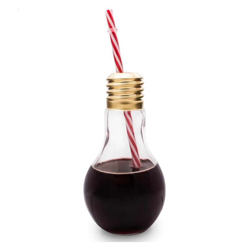 Персонализированный стакан для коктейля в форме лампочки с соломой, бар, ночной клуб, необычная чашка для смешанного питья, портативный бокал для вечеринки на открытом воздухе