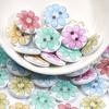 100pcs Assorted Colors 15mm Wooden Flower Buttons - Decorative Floral Wood Beads for Crafts, Ideal for DIY Jewelry Making, Sewing, and Scrapbooking
