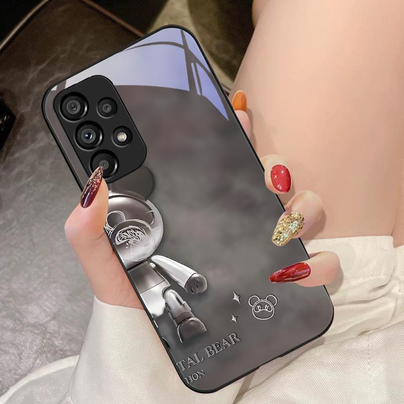Кристаллический Металлический Медведь для Samsung Galaxy S10 4G S20 11E 30 S21 21Fe 22 S24 Pro S23 Ultra 5G S8 S9 Чехол для телефона из закаленного стекла