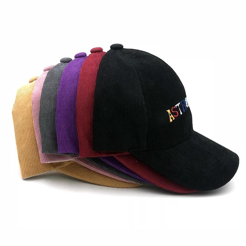 Spring Autumn Corduroy Baseball Caps Men and Women Vintage ASTROWORLD Letter Embroidered Hat Unisex Adjustable Size Snapback Hip Hop Hats